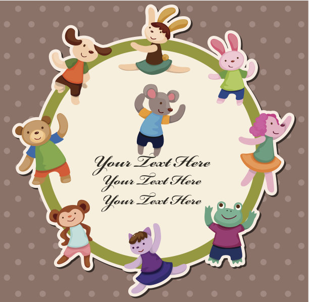 卡通动物舞者卡图片下载