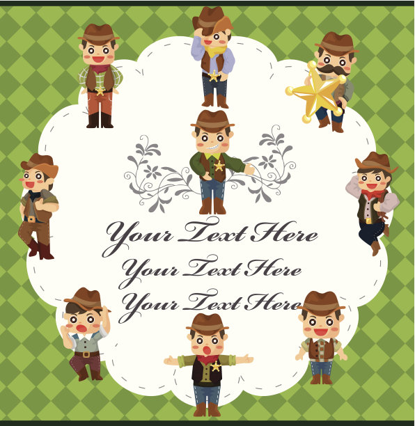 卡通牛仔卡图片下载