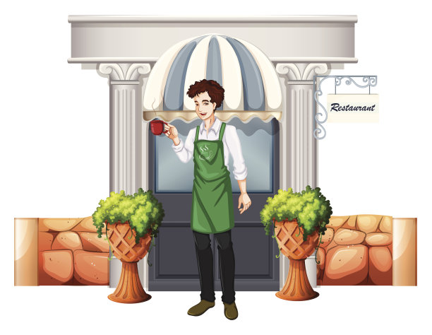 餐厅外的咖啡师图片下载