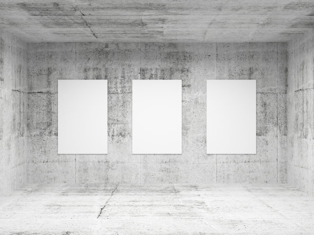 空抽象艺术画廊混凝土内部。前视图图片下载