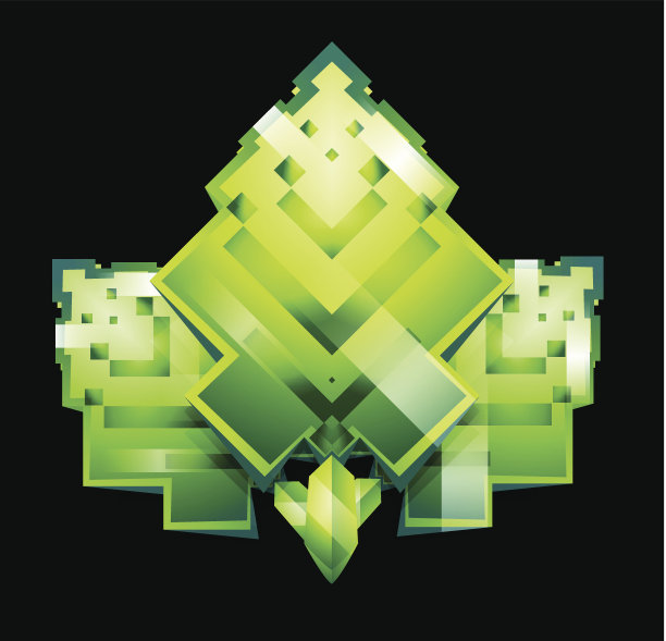程式化的方形像素叶子图片下载