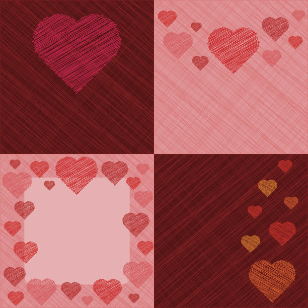 一套四张情人节卡片图片下载