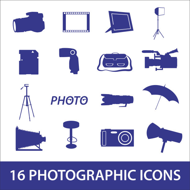 摄影图标设置eps10图片下载