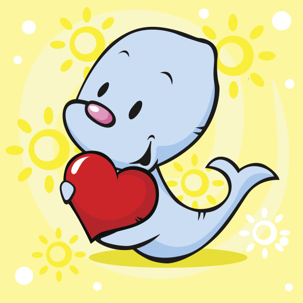 可爱的海豹抱心图片下载