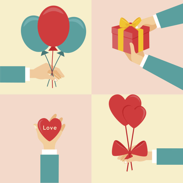 矢量集贺卡在平面复古风格图片下载