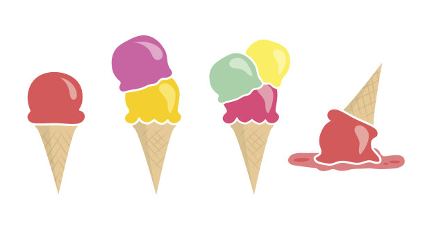 一套四个矢量冰淇淋孤立在白色图片下载
