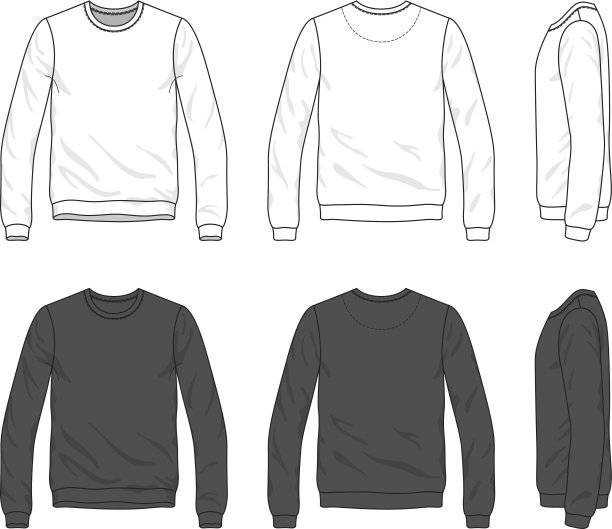 正面，背面和侧面视图的空白运动衫图片下载