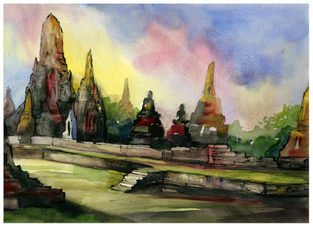 泰国大城府Chaiwattanaram寺宝塔图片下载