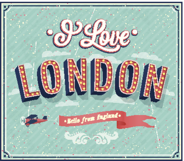 来自英国伦敦的老式贺卡。图片下载