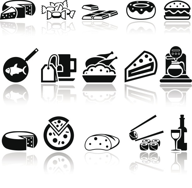 食物矢量图标设置为灰色。每股收益10。图片下载