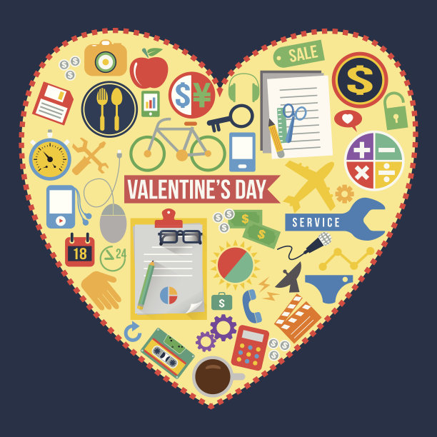 通用图标设置在心脏，矢量格式图片下载