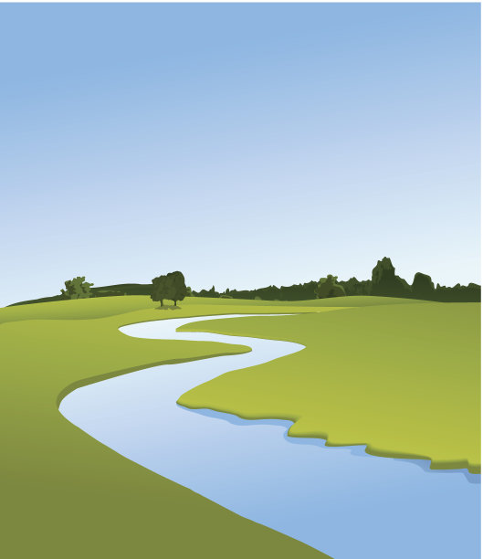 乡村景观与河流图片下载