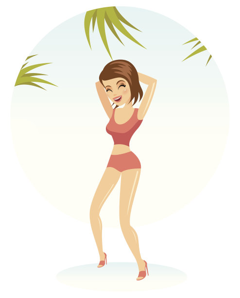 跳舞女孩矢量插图与背景图片下载