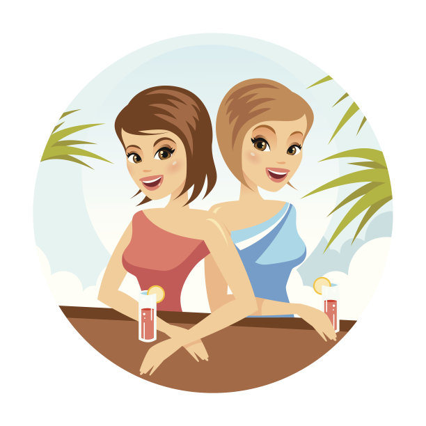 美丽的女孩度假矢量插图图片下载