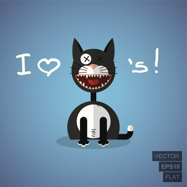 平面插图与黑猫图片下载