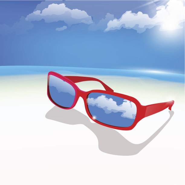 海滩上的太阳镜图片下载