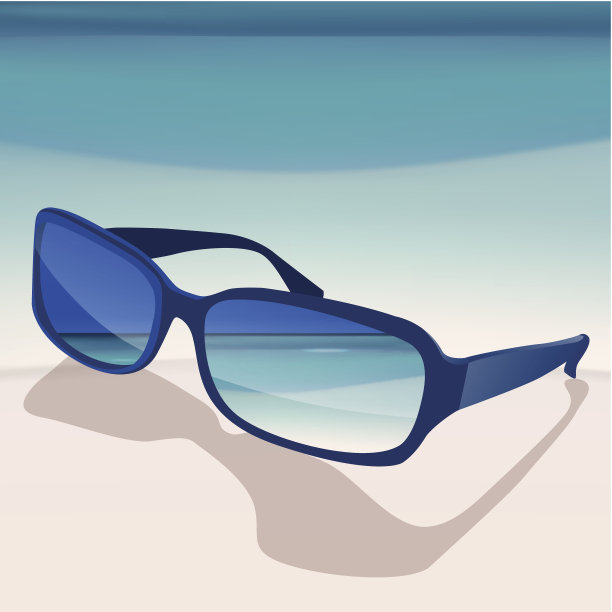 蓝色背景下的太阳镜特写镜头图片下载