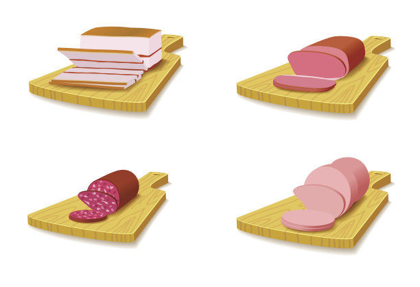 把肉制品放在砧板上。图片下载