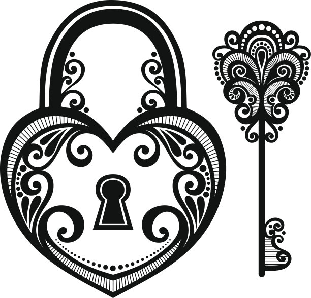 插图的古董锁和钥匙图片下载
