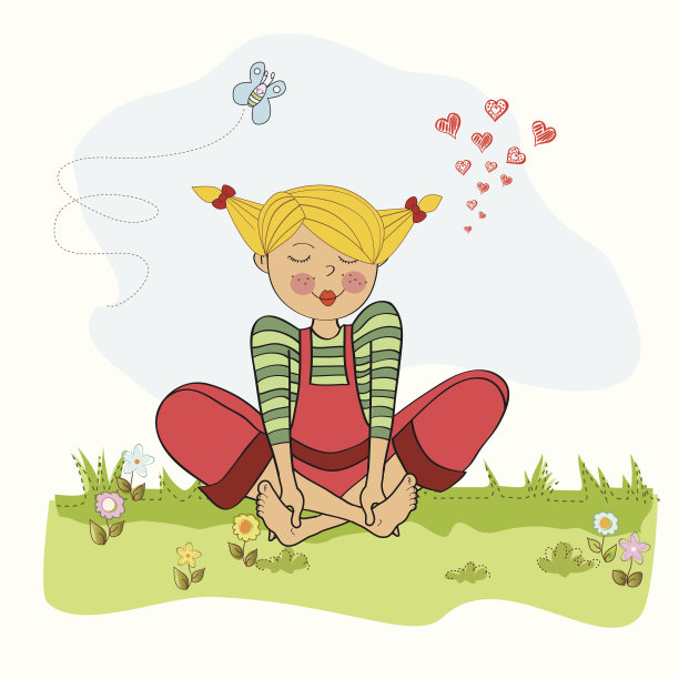 浪漫的女孩赤脚坐在草地上图片下载