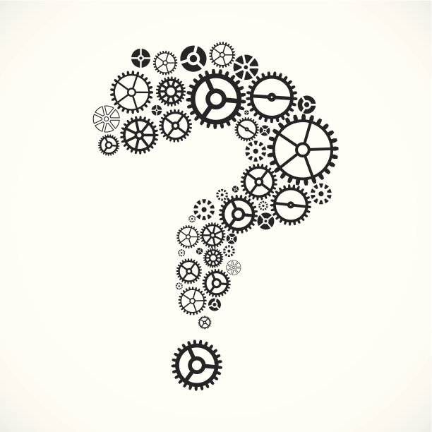 摘要背景齿轮在一个问号的形状图片下载