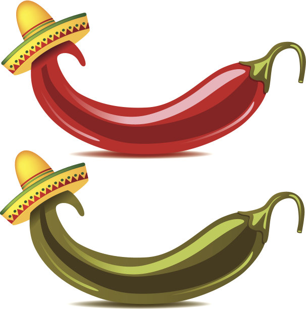 墨西哥胡椒戴着帽子。图片下载