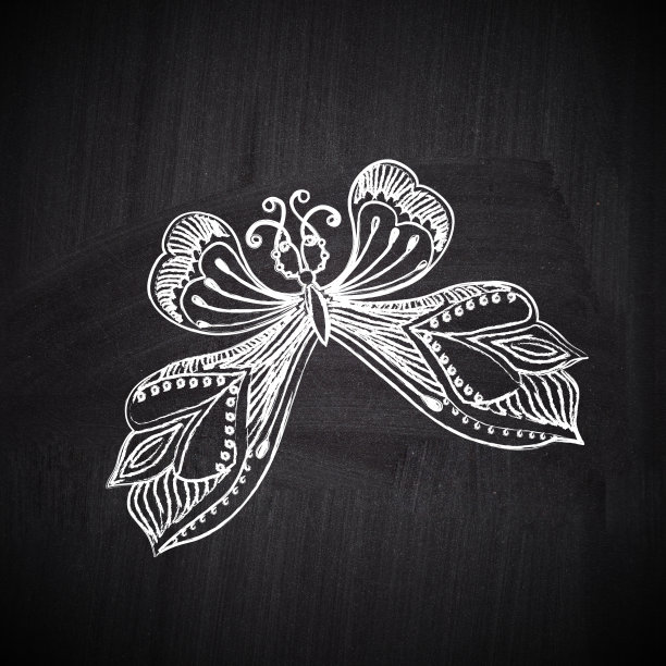 粉笔蝴蝶在黑板上图片下载