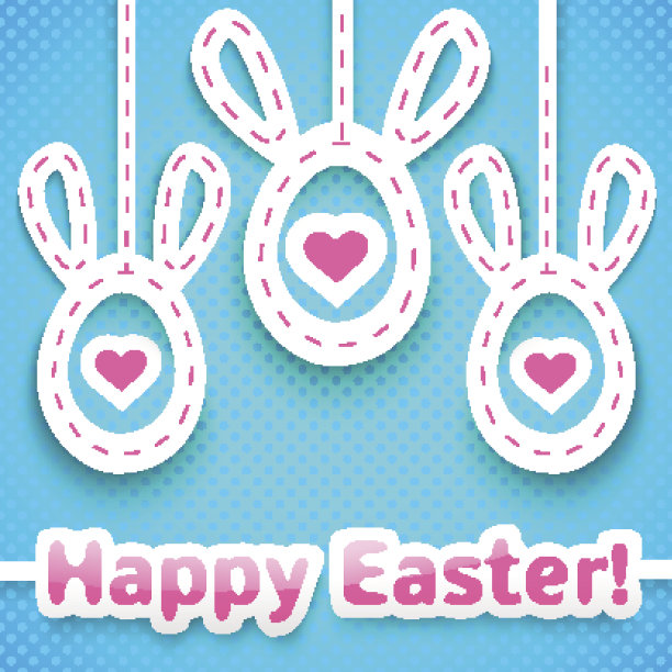 带有大耳朵彩蛋的有趣的复活节卡片。图片下载
