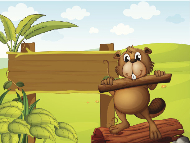 海狸拿着木头图片下载