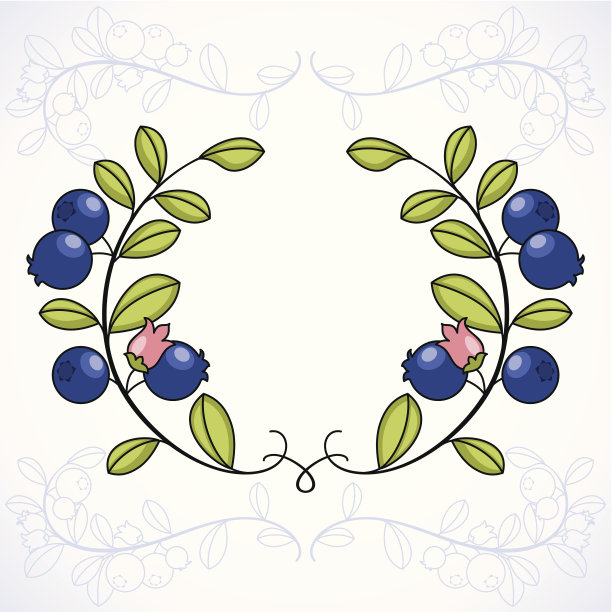 优雅的框架与蓝莓。图片下载
