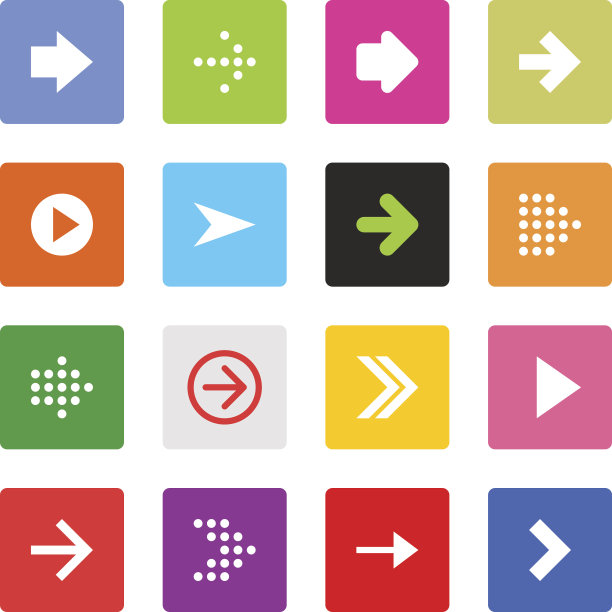 箭头标志颜色圆角方形图标平面简单按钮图片下载