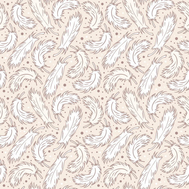 无缝白色卡通设计与羽毛图片下载