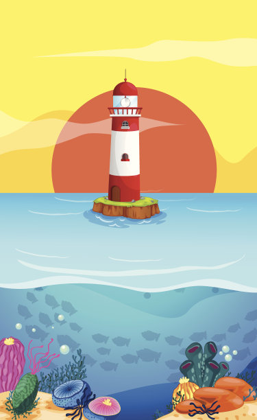 大海中央的灯塔图片下载