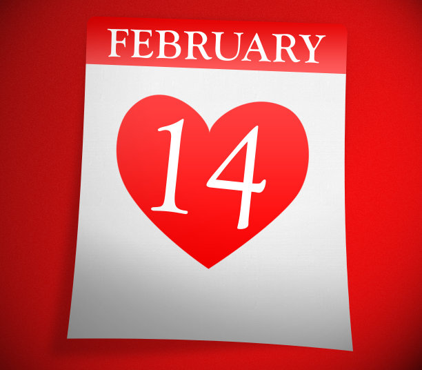 2月14日日历页上的红色背景图片下载