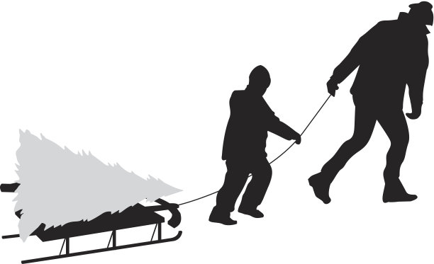 雪橇上的树图片下载