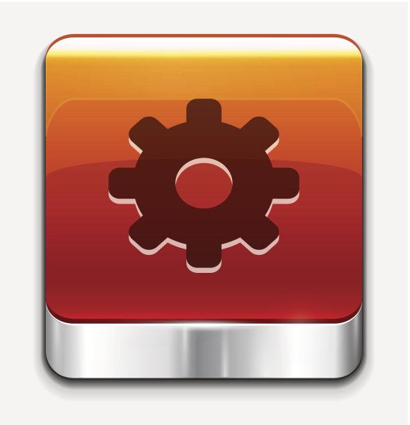 红色光泽设置按钮。矢量图标图片下载