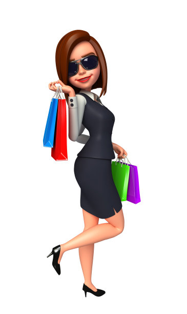 年轻的商业女性与购物袋图片下载