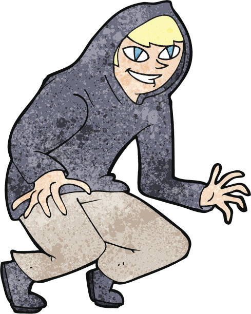 卡通淘气的男孩在兜帽顶部图片下载