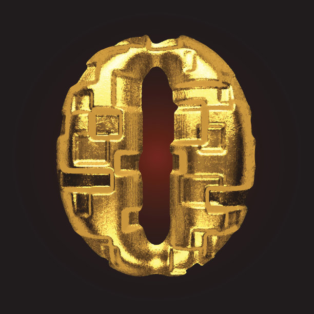 向量黄金字母0图片下载