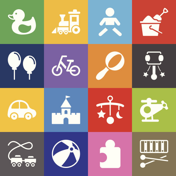 儿童玩具图标和颜色背景图片下载