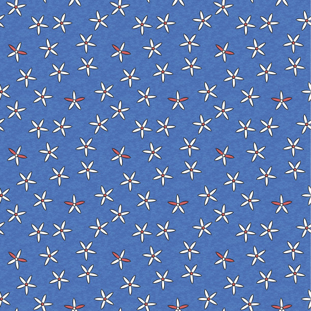 蓝色背景上的小花朵无缝复古图案图片下载