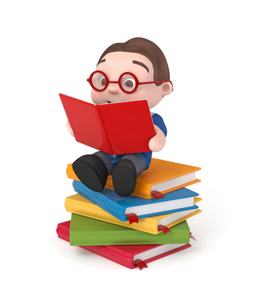 坐在书上的男孩图片下载