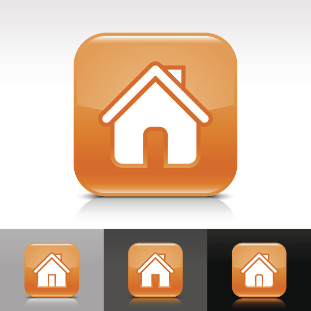 橙色的图标房子标志光滑的圆形正方形网络互联网按钮图片下载