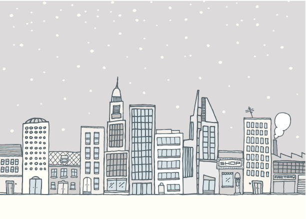 白雪皑皑的城市景观图片下载