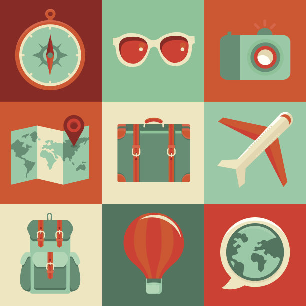 矢量平面图标-旅行和度假图片下载