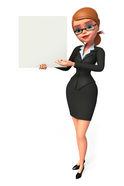 年轻的商业女性与标志图片下载