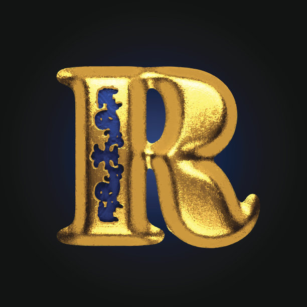向量黄金字母r图片下载