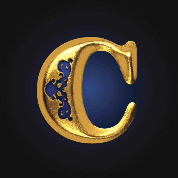 向量黄金字母c图片下载