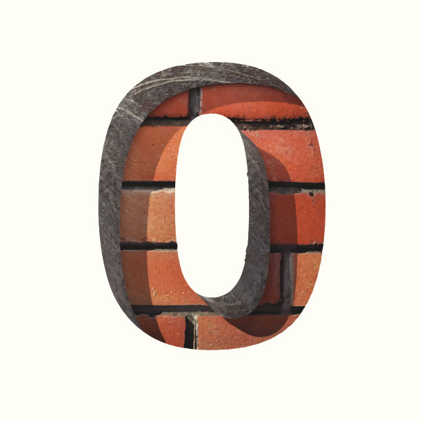 向量砖切割数字0。粘贴到任何背景图片下载