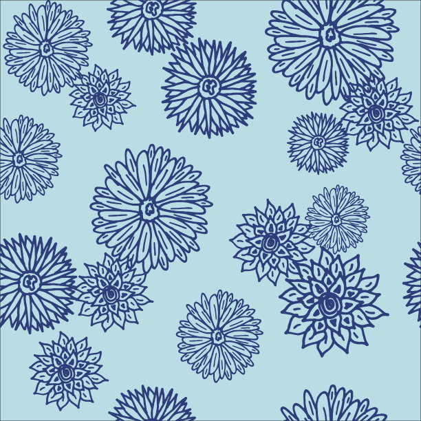 海军花在蓝色无缝重复随机放置模式图片下载
